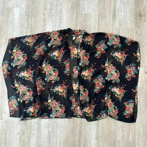 Womens Valia Black Floral Kimono - M
